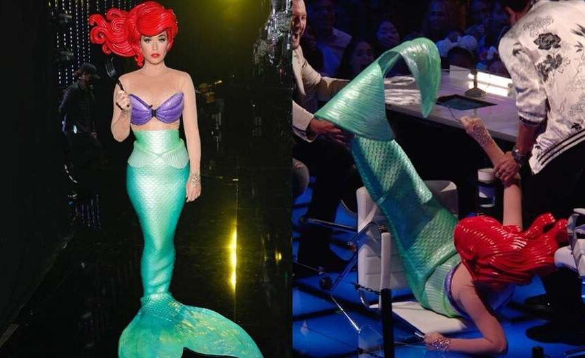  Katy Perry sufre aparatosa caída disfrazada de Ariel, La Sirenita